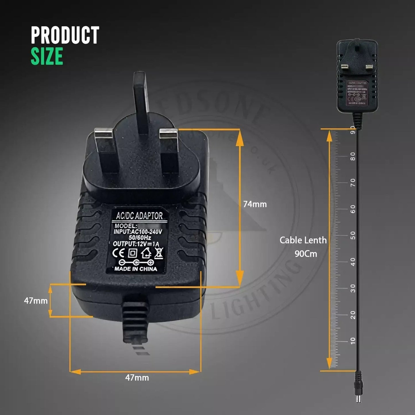 12V 8A Power Adapter & 1 Splitter Cable PSU Connector ~6024