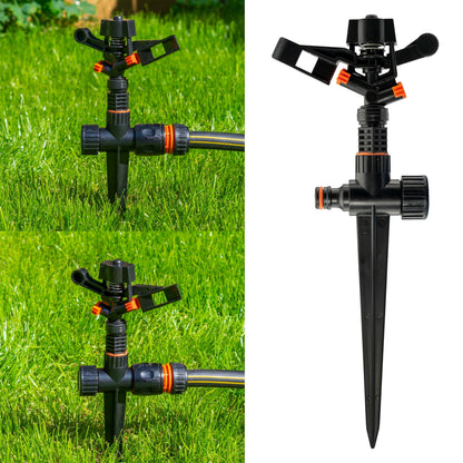 Pulsating Lawn Sprinkler on Spike - Eco Line Weatherproof Cover Garden Hose Pipe