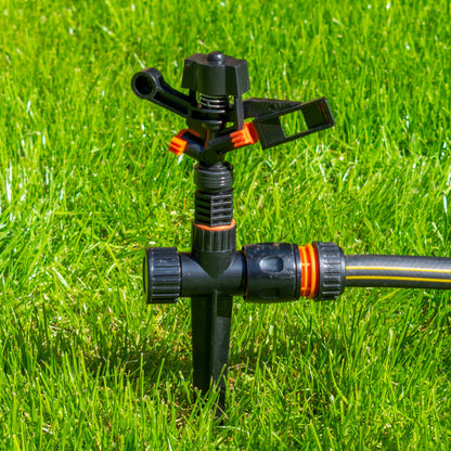 Pulsating Lawn Sprinkler on Spike - Eco Line Weatherproof Cover Garden Hose Pipe
