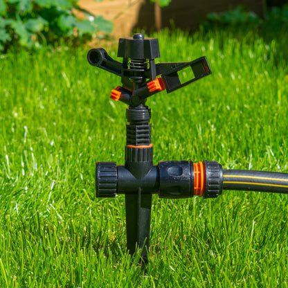 Pulsating Lawn Sprinkler on Spike - Eco Line Weatherproof Cover Garden Hose Pipe
