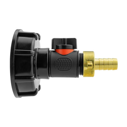 IBC 2 S60X6 Cap with In-Line BSPM Valve and 13mm Brass Barb for Water Connector