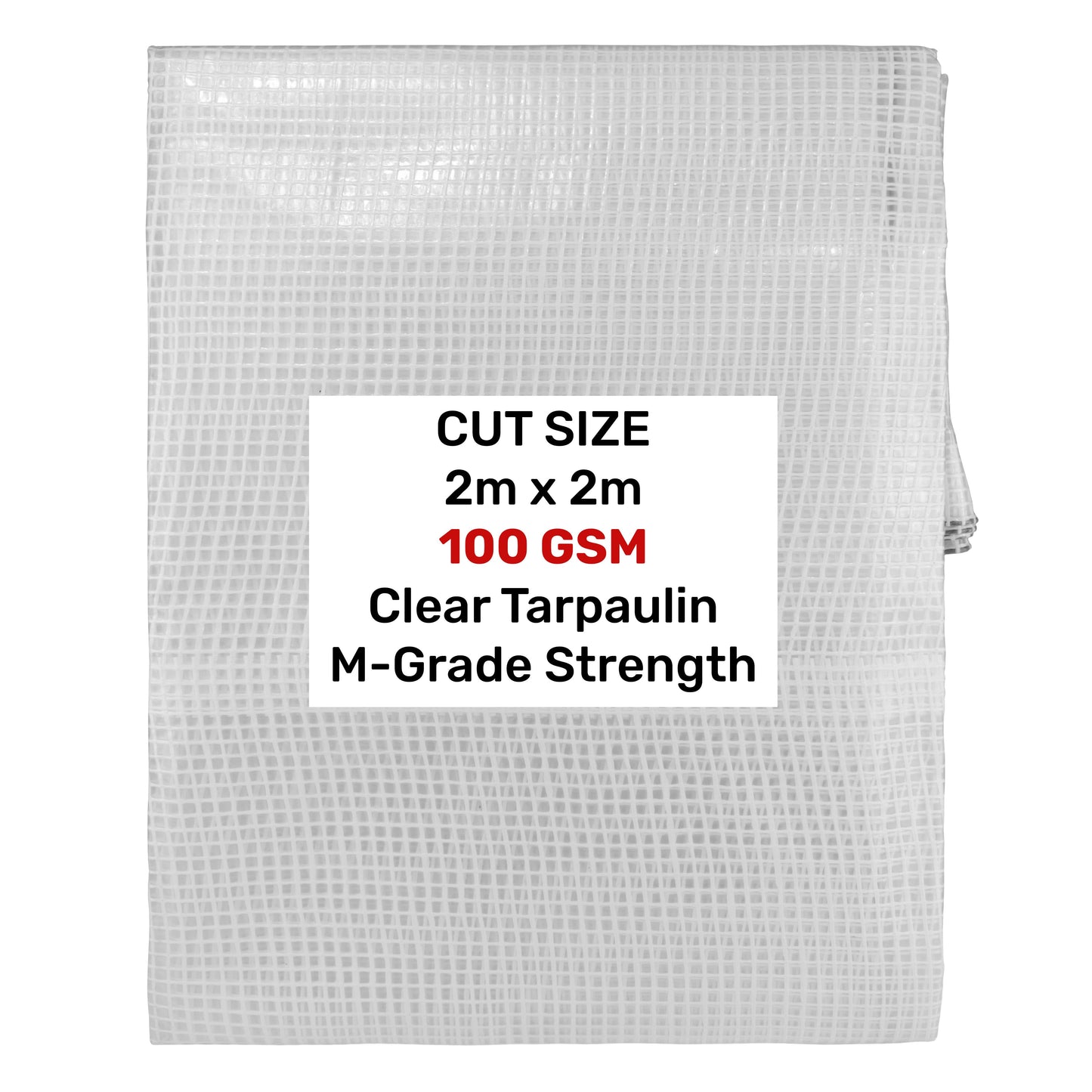 Clear M-Grade Tarpaulin 2m x 2m Waterproof Tarpaulin Cover Outdoor Ground Sheet