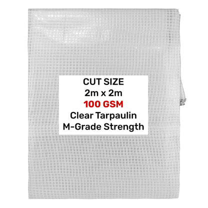 Clear M-Grade Tarpaulin 2m x 2m Waterproof Tarpaulin Cover Outdoor Ground Sheet